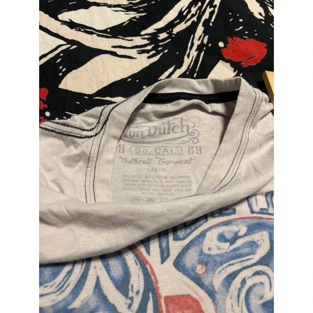 Von Dutch Vintage USA So Cal Graphic T-Shirt Grey Red Blue Large - Picture 5 of 5